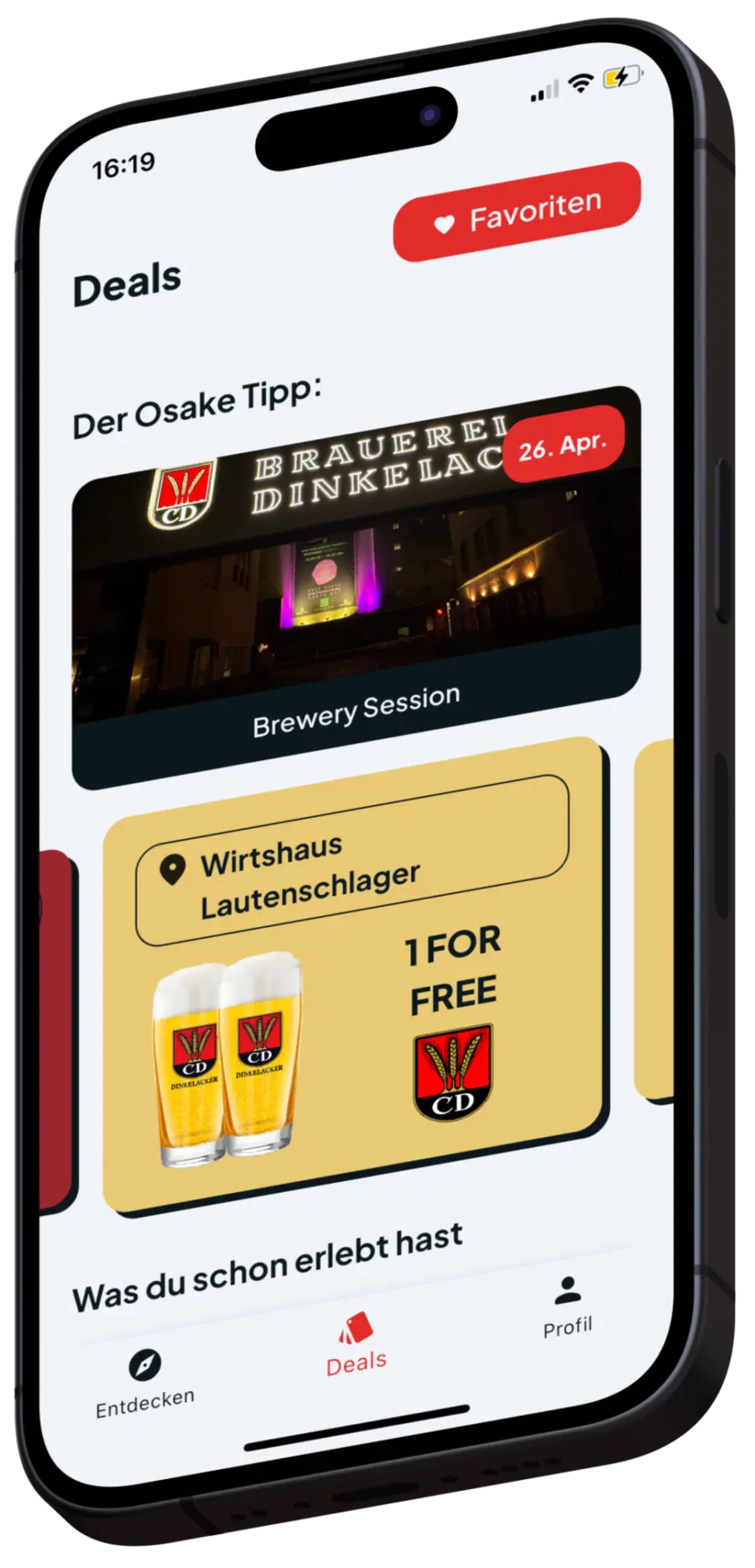 Osake Nutzerplattform auf einem Smartphone